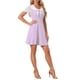 thumbnail image 4 of Vestido corto de línea A con cuello Peter Pan para mujer INSPIRE CHIC, manga corta, mini vestido, L, púrpura, 4 of 6