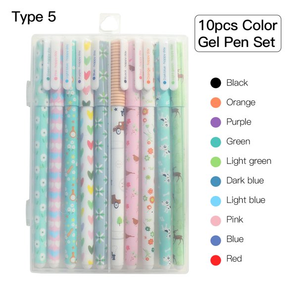 Amdohai Gel Pen Set for Coloring 10PCS 0.5mm Multi Color Gel Ink Quick Drying Pens Classic