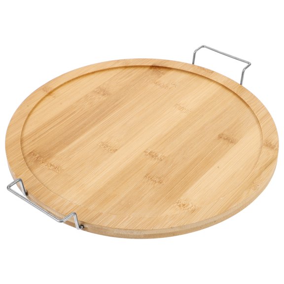 GOOHOCHY Round Bamboo Charcuterie Board 1 Set Wooden Tray Platter for Serving Pizza Bread Cheese and Snacks