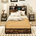 thumbnail image 3 of Patiojoy Full Size Bed Frame w/ Storage Headboard, Metal Platform Bed Base with Charging Station & Under Bed Storage, 3 of 10