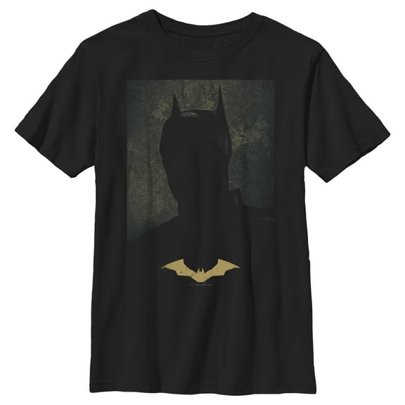 Boy's The Batman Silhouette Portrait  Graphic Tee Black Medium