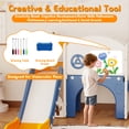 thumbnail image 4 of 10-in-1 Toddler Slide Playset for 1-3 Years Old, Indoor Outdoor Playground Equipment with Golf Set, Basketball Hoop, Climbing Frame, Drawing Board, Steering Wheel, 4 of 8