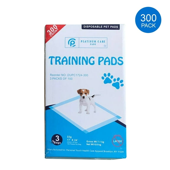Platinum Care Pads Disposable Pet Training Puppy Pads Size 17x24 Case of 300