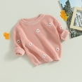 thumbnail image 3 of Fortune Toddler Baby Girls Sweaters Long Sleeve Crew Neck Flower Print Loose Knitted Pullovers Fall Winter Warm Clothes, 3 of 9