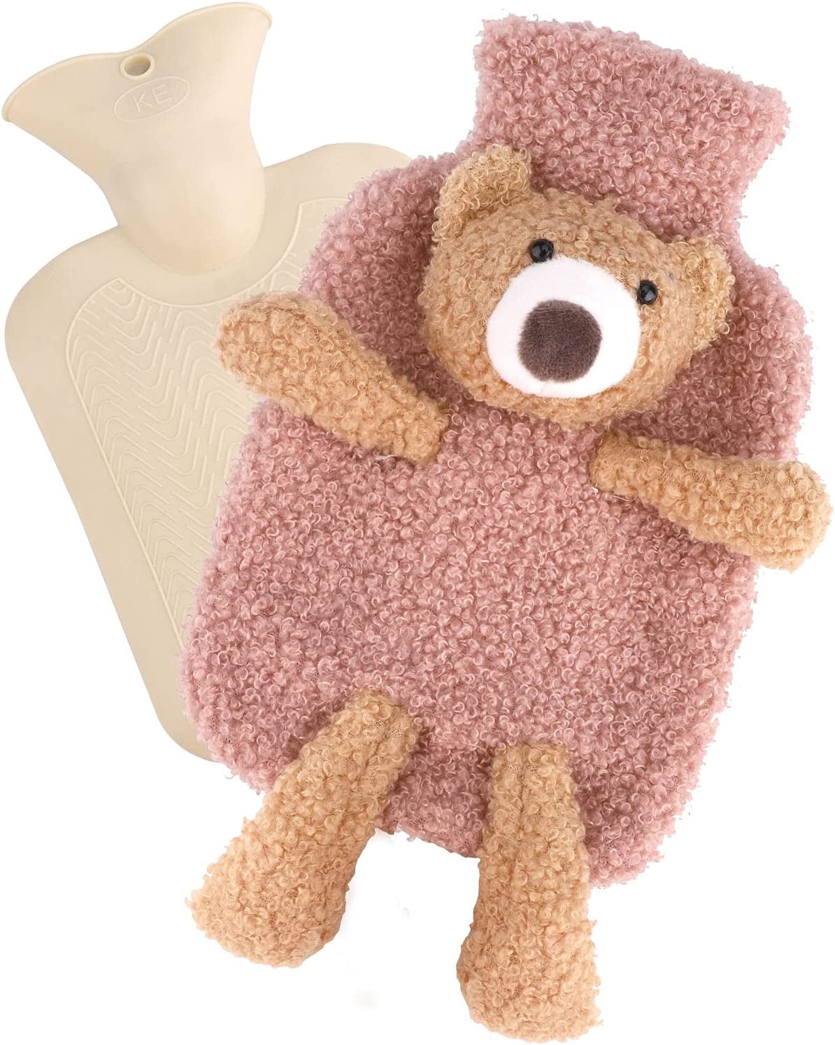Bouillotte 2 Litres Avec Housse En Peluche Douce - Pour Enfants Et Adultes, Caoutchouc, Neuf