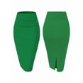 thumbnail image 2 of Women'S Premium High Waist Nylon Ponte Stretch Office Pencil Skirt Green XXL, 2 of 7