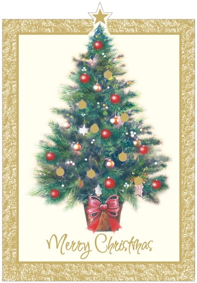 Punch Studio~Box 12~Victorian Xmas Tree~5 X 7~Christmas Cards~Die Cut~Gold Foil 