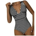thumbnail image 4 of Utoimkio One Piece Swimsuit Women Women's One Piece Swimsuit V Neck Backless Swimsuit Striped One Piece Swimsuit Bikini, 4 of 9