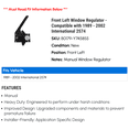 thumbnail image 2 of Front Left Window Regulator - Compatible with 1989 - 2002 International 2574 1990 1991 1992 1993 1994 1995 1996 1997 1998 1999 2000 2001, 2 of 2