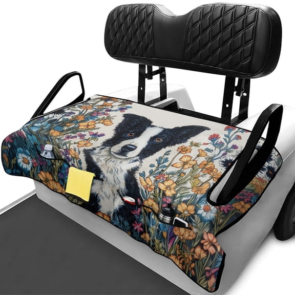 chaqlin Golf Cart Seat Covers Non-slip Universal, Compatible with Sports Outdoors Golf Cart Seat Cover Blanket(Puppy Flower Pattern)