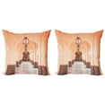 thumbnail image 1 of Ambesonne Moroccan Throw Pillow Cover 2 Pack, Eastern Architecture Photo, 20", Peach Pale Mauve Taupe, 1 of 2