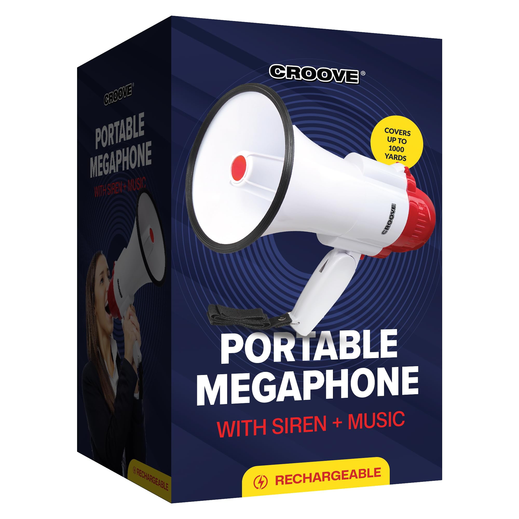 Mégaphone Portable Bullhorn 30W - Enregistrement 300s, Portée 500m, Batterie 10h - Haut-Parleur Puissant