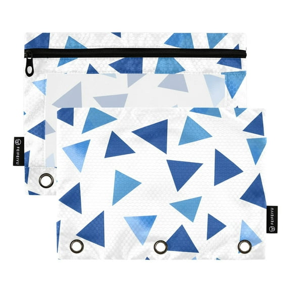 ALAZA 2 Pack Pencil Pouch Geometrical Pencil Case for 3 Ring Binder Clear Window Pencil Bag Organizers