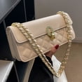 thumbnail image 4 of Bolso bandolera con cadena de piel sintética estilo retro, pequeño bolso adecuado para citas diarias. Color blanco cremoso, 4 of 5
