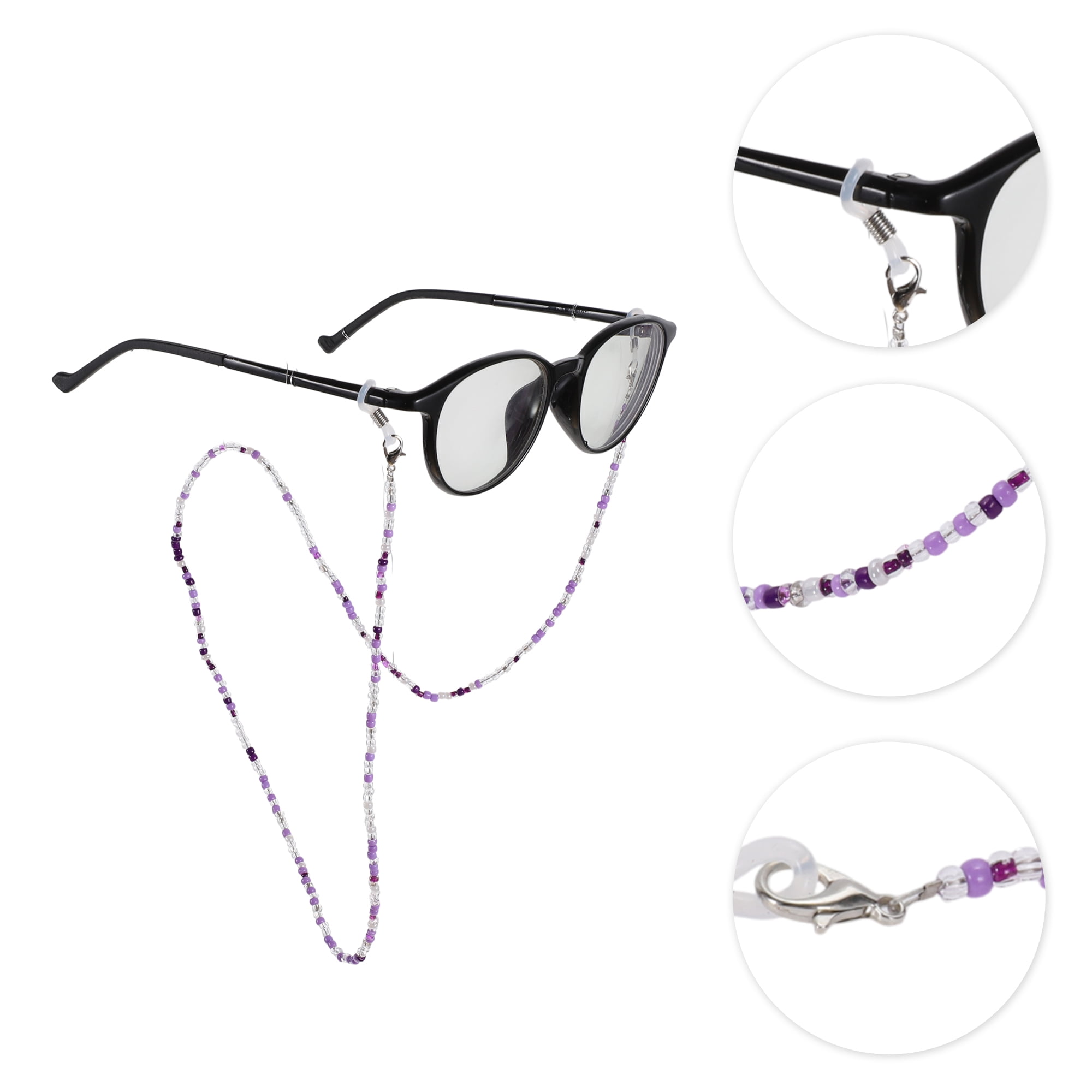 Unique Bargains Beaded Pattern Eyeglass Chain 1 Pc Purple