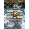 thumbnail image 6 of Brown Texas Star Teal Round Fitted Tablecloth with Elastic Edge, Waterproof Table Cloth Table Cover for 55"-60" Tables, Vintage Country Star Turquoise Wooden Tablecloths for Dining Picnic Outdoor, 6 of 9