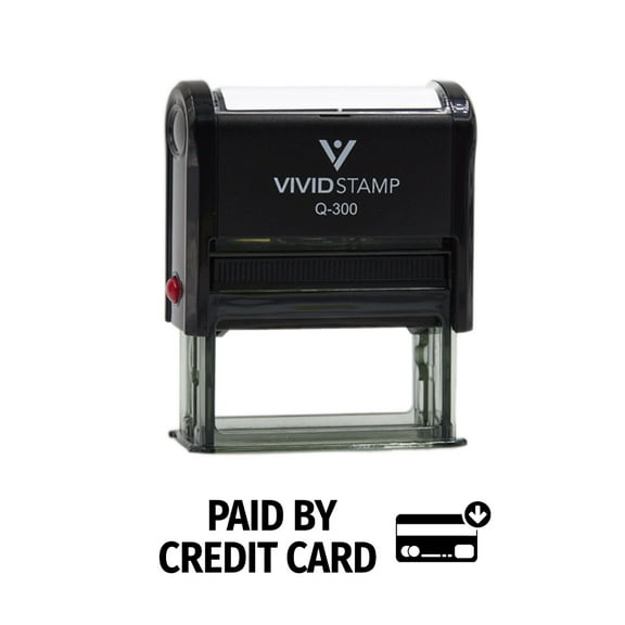 Vivid Stamp Paid By Credit Card Business Self-Inking Rubber Stamps (Black Ink) - Q-400