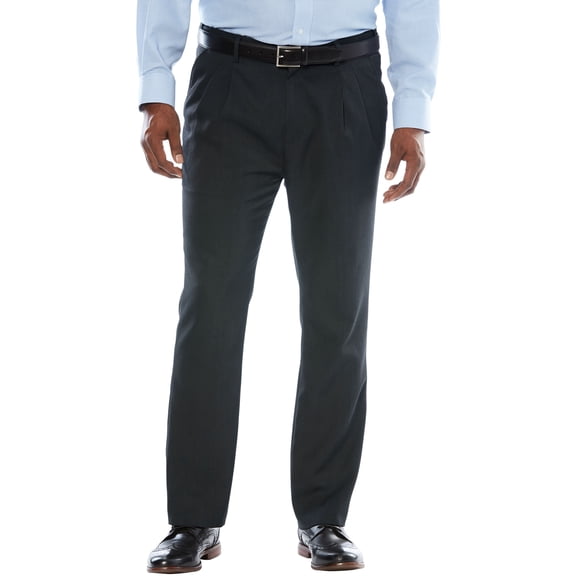 KingSize Men's Big & Tall No Hassle Classic Fit Expandable Waist Double-Pleat Dress Pants