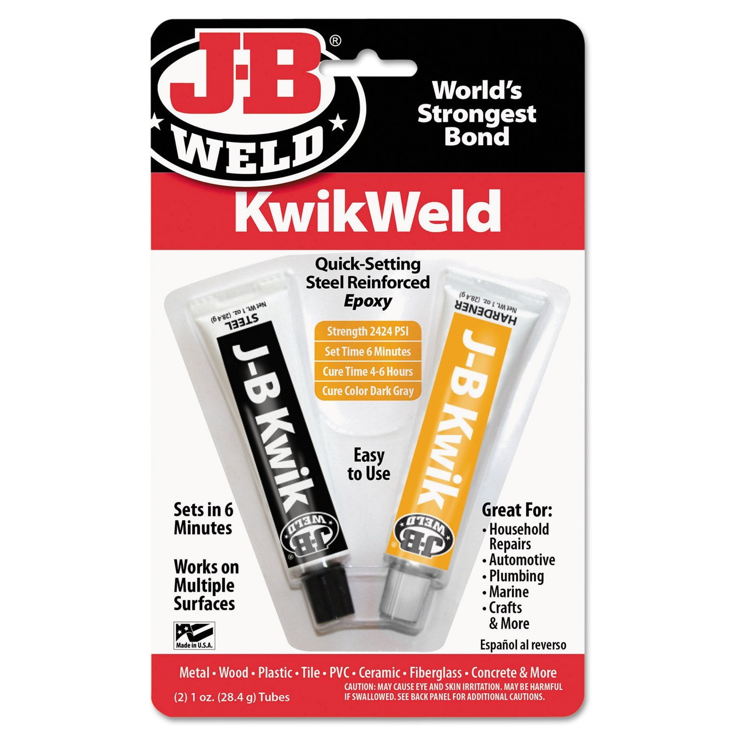 J B Weld 76 Kwikweld Quick Setting Steel Reinforced Epoxy 2 Oz Walmart Com Walmart Com