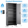 thumbnail image 4 of SUPEER 71 Inches Tall Metal Storage Garage Cabinets with Wheels and 5 Adjustable Shelves, Storage Lockable Cabinet for Garage, Office, Classroom, Assemble Required(Gray), 4 of 9