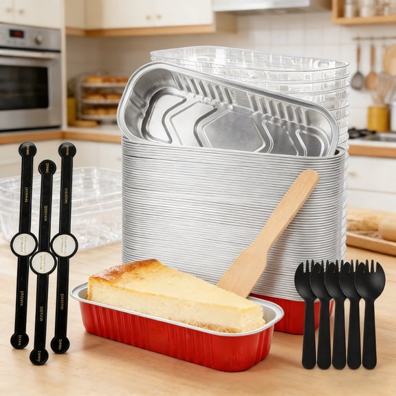 Aluminum Pans with Lids 6.53" x 2.5"Start Makers Mini Loaf Pans with Lids and Spoons Sealing Sticker 20Pcs Disposable Foil Pans for Home Baking, Party Prep, Outdoor Grilling