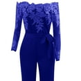 thumbnail image 6 of Baqcunre Jumpsuits for Women Women Ladies Casual Lace Off Shoulder Lace Up Jumpsuit Playsuit Wide Leg Romper Jumpsuits for Women Dressy One Piece Jumpsuits for Women, 6 of 6