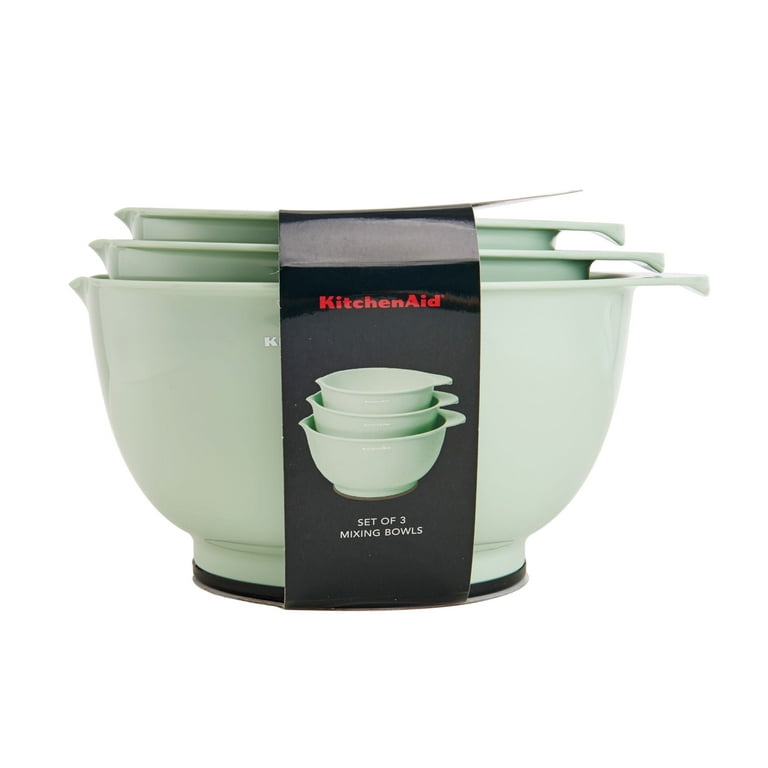 Kitchenaid BPA-Free Plastic Set of 3 Mixing Bowls with Soft Foot in  Pistachio 