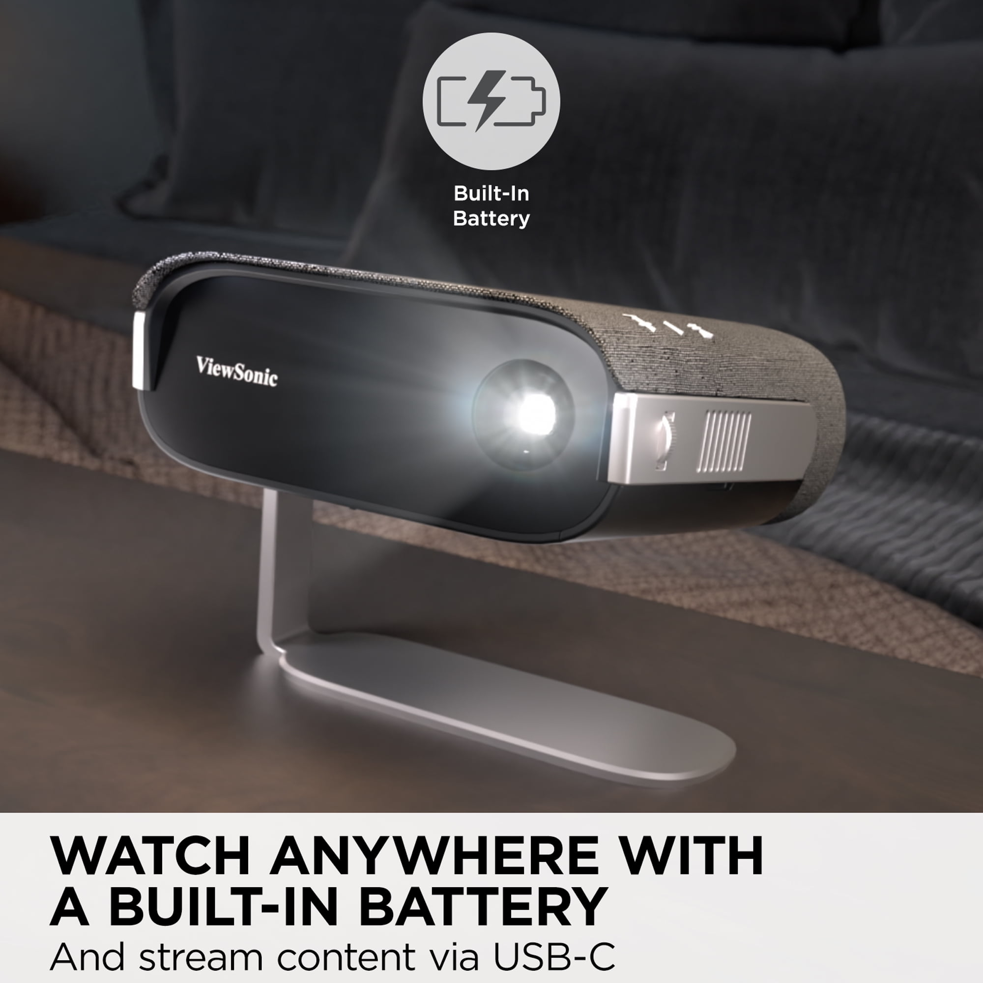 ViewSonic M1X Portable LED Projector - Integrated Smart Stand, Harman Kardon Speakers