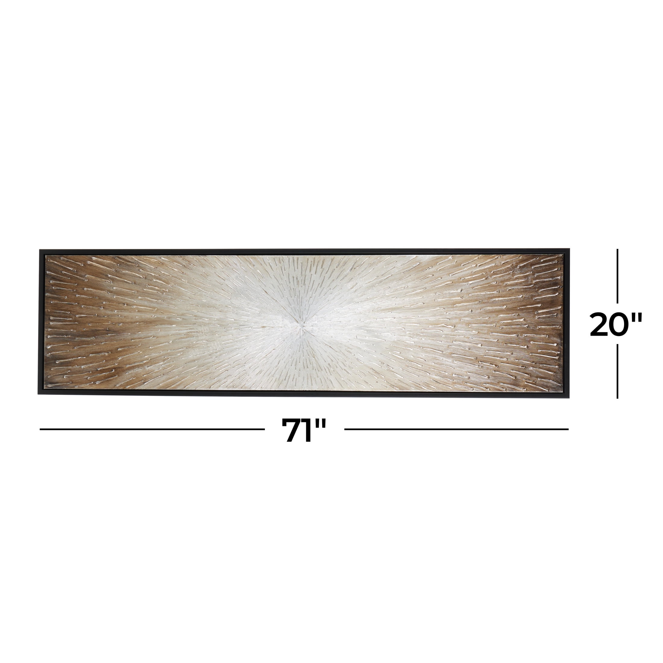 71" x 20" Radial Starburst Framed Wall Art with Black Frame, by DecMode