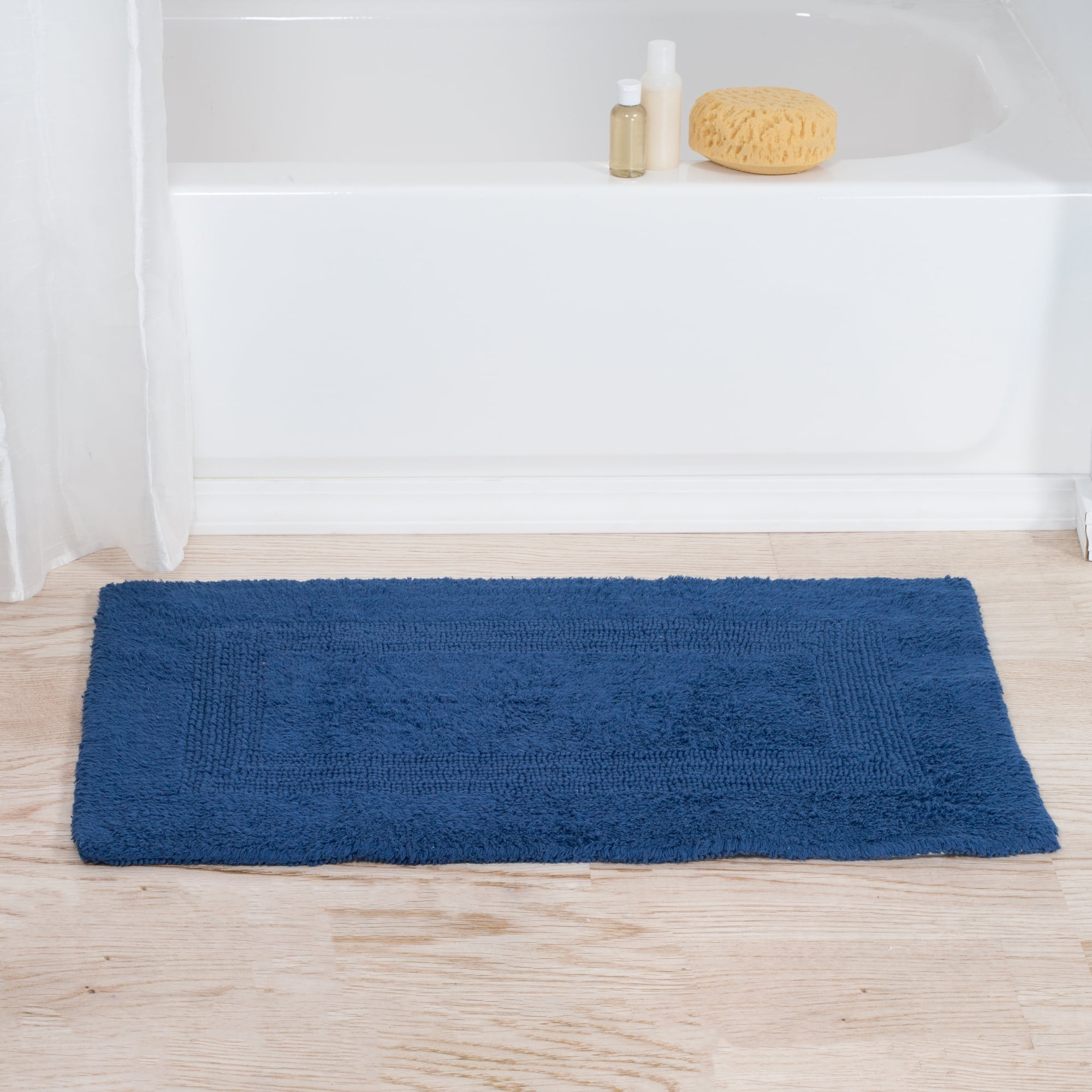 Cotton Reversible Bath Mat- 100 Percent Cotton, Soft and ...