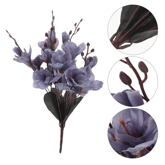 WEUVEB 3Ud Magnolia Artificial Azul Con Ramas Realistas Para Adornos Y Centros De