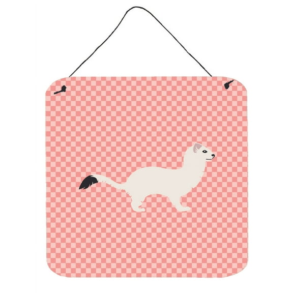 Carolines Treasures BB7872DS66 Stoat Short-Tailed Weasel Pink Check Wall or Door Hanging Prints, 6 x 6 in.