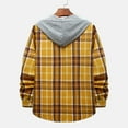 thumbnail image 4 of ZCFZJW Men's Flannel Plaid Hooded Shirts Casual Long Sleeve Button Down Regular Fit Hooded Shirt Lightweight Thin Jackets Yellow XXL, 4 of 9