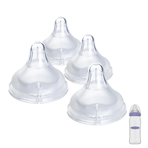 XIRQI 4 Count Soft Silicone Bottle Nipples,BPA-Free Replacement for Baby M
