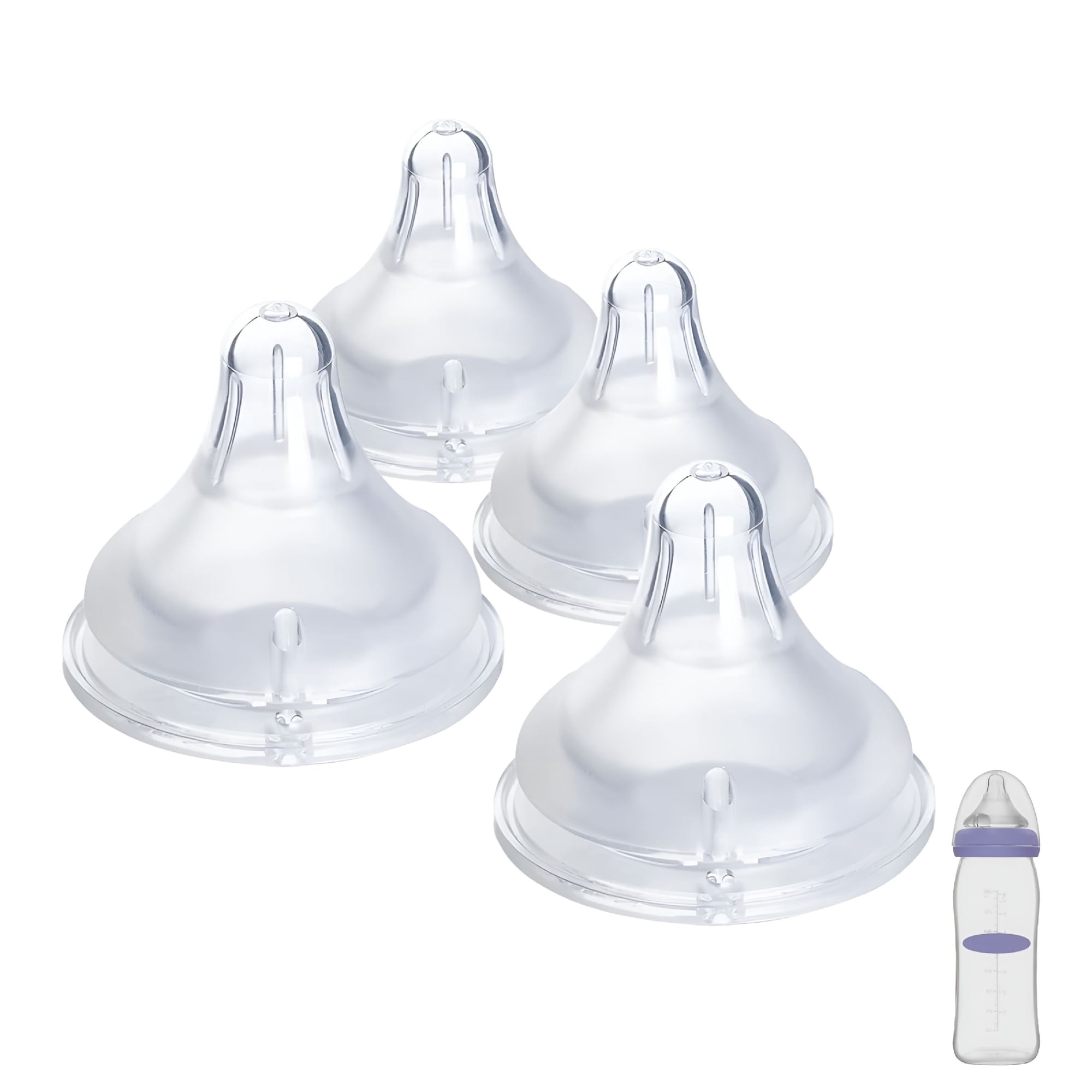 XIRQI 4 Count Soft Silicone Bottle Nipples,BPA-Free Replacement for Baby M