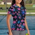 thumbnail image 3 of Whosucclay Turtle Flower Sea Athletic Tops for Tennis Golf, Moisture Wicking Polyester Women V Neck Golf Shirts Half Zip Breathable Short Sleeve Golf Tops Size XX-Large, 3 of 10