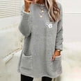 thumbnail image 2 of Bcresic Women Fleece Sweatshirts, Womens Sherpa Sweatshirt Casual Crewneck Pullover Sweater Fuzzy Long Sleeve Tunics Tops Faux Fur Fluffy Outerwear Pockets Winter Soft Loungwear,#02_Gray,3X-Large, 2 of 4