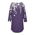thumbnail image 5 of 3/4 Length Sleeve Womens Tops 2025 Spring Neck Casual Print Tunic T Shirts Three Quarter Length Womens Tops Purple XL, 5 of 5