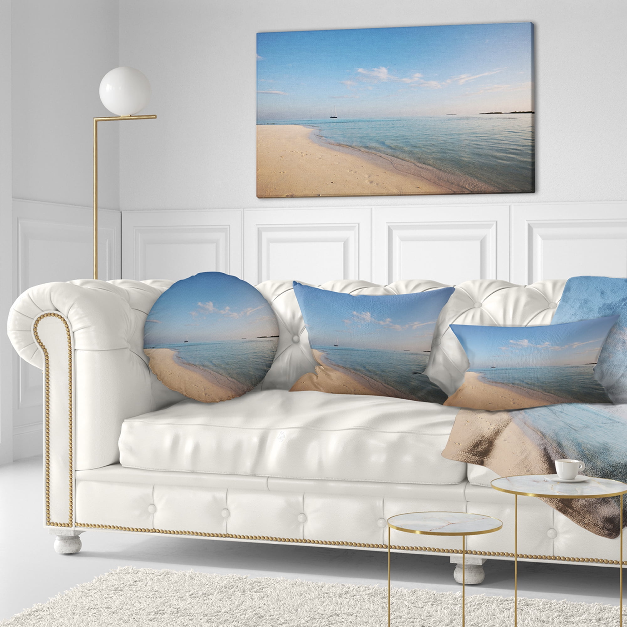Designart 12" x 20" Blue Polyester Throw Pillow