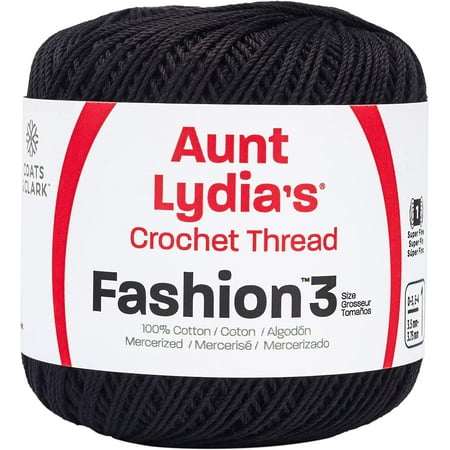 Aunt Lydia's Fashion Crochet Thread Size 3-Black
