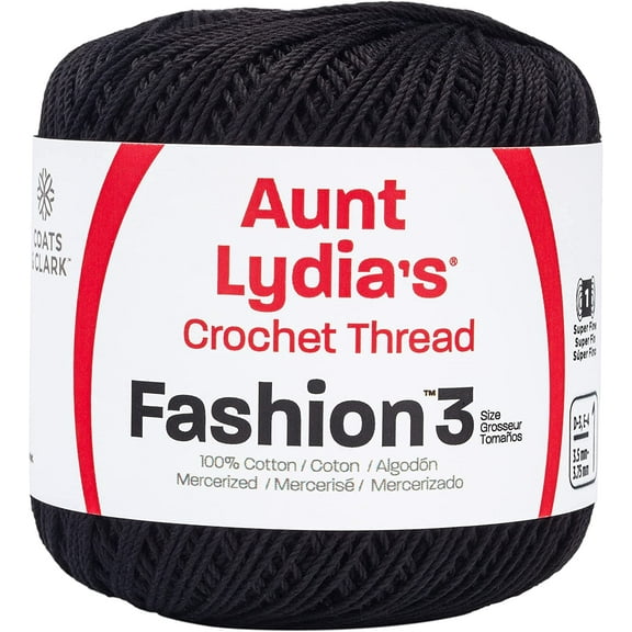 Aunt Lydia's Fashion Crochet Thread Size 3-Black