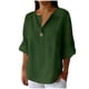 thumbnail image 1 of Vestidos Casuales Para Mujer, Blusas De Mujer De Moda Camisa de lino con cuello en V y bolsillo abotonado para mujer, informal, con escote en V de un cuarto, 1 of 6