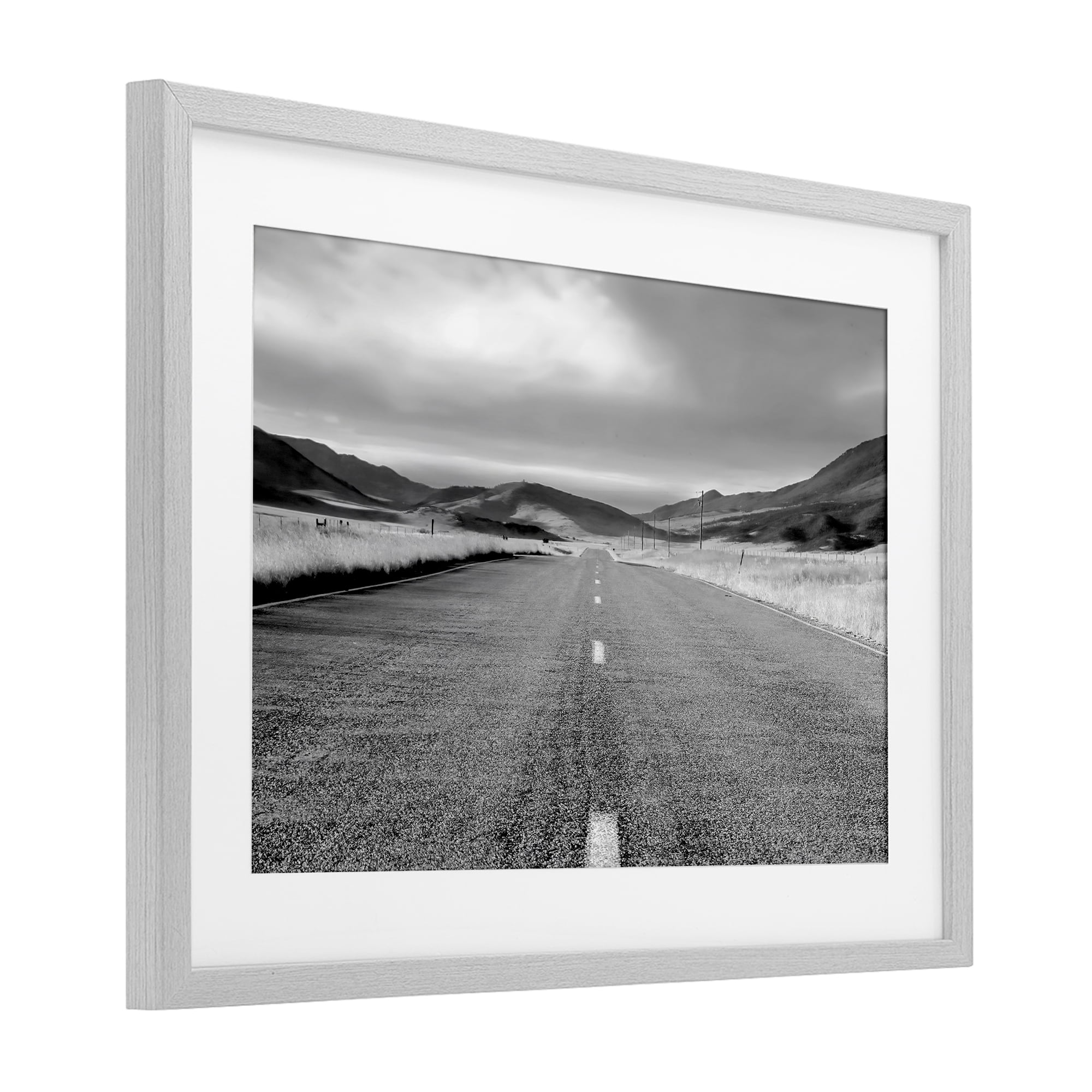 Stupell Industries Open Road Through Rolling Hills Gray Framed Print Under Glass, design by Steve Toole