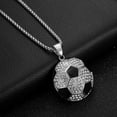thumbnail image 2 of PAMTIER Unisex Stainless Steel Hip Hop Cool Simulation Stereoscopic Sports Soccer Pendant Necklace Ice Out Crystal Inlay Big Silver Free Chain, 2 of 6