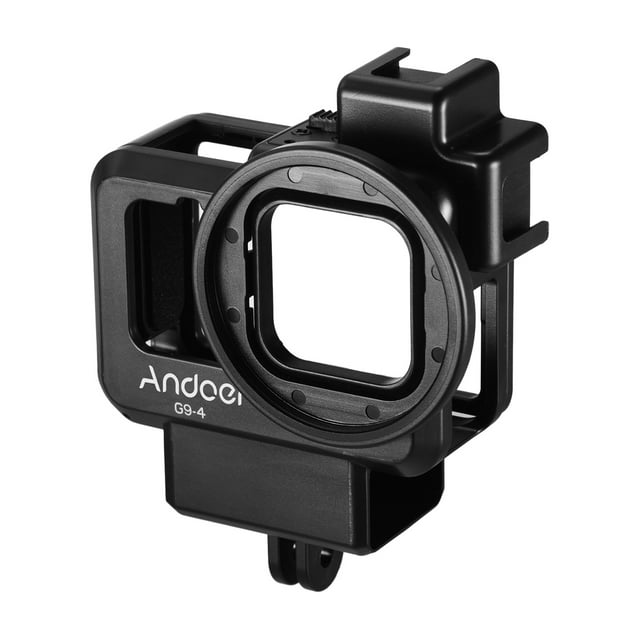 Andoer G9-4 Action Camera Video Cage Vlog Case Protective Housing with Dual Cold Shoe Mount 55mm Filter Adapter Extension Accessory Replacement for GoPro Hero 9