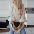 thumbnail image 6 of Rohuuque Women's Winter Poncho Cape Thermal Fleece Lined Trendy Coverup Solid Tone Knit Poncho Irregular Wrap Outerwear Beige, 6 of 8
