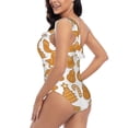 thumbnail image 5 of Yiaed Christmas Elements Print Women One Piece Swimsuits Tummy Control One Shoulder Bathing Suits Pattern Ruffle Swimwear-XX-Large, 5 of 8