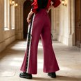 thumbnail image 4 of SBYOJLPB Flared Pants for Women Gothic Halloween Side Lace Decoration Bell-Bottoms Trousers, 4 of 7