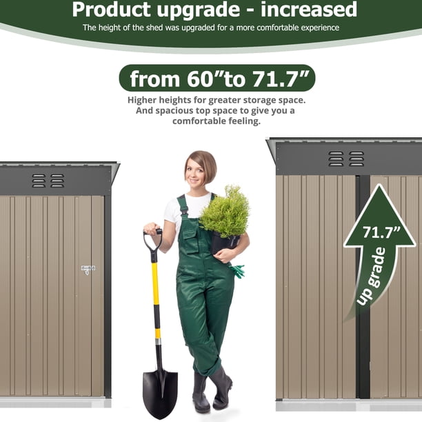 NETAJE 5'x3' Outdoor Metal Storage Shed with Updated Frame