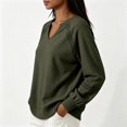 thumbnail image 4 of Lumistal Womens Sweatshirt Long Sleeve V Neck Lace Loose Fit Fall Pullover Tops Sweatshirts for Women Trendy Lightweight Tunic Top Spring Fall Outfits Army Green XL, 4 of 6